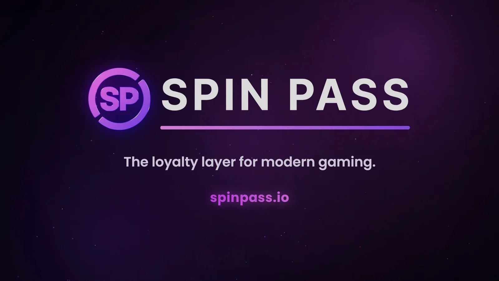 The final cut's end card: the Spin Pass lock-up and tagline, and spinpass.io alone in pink